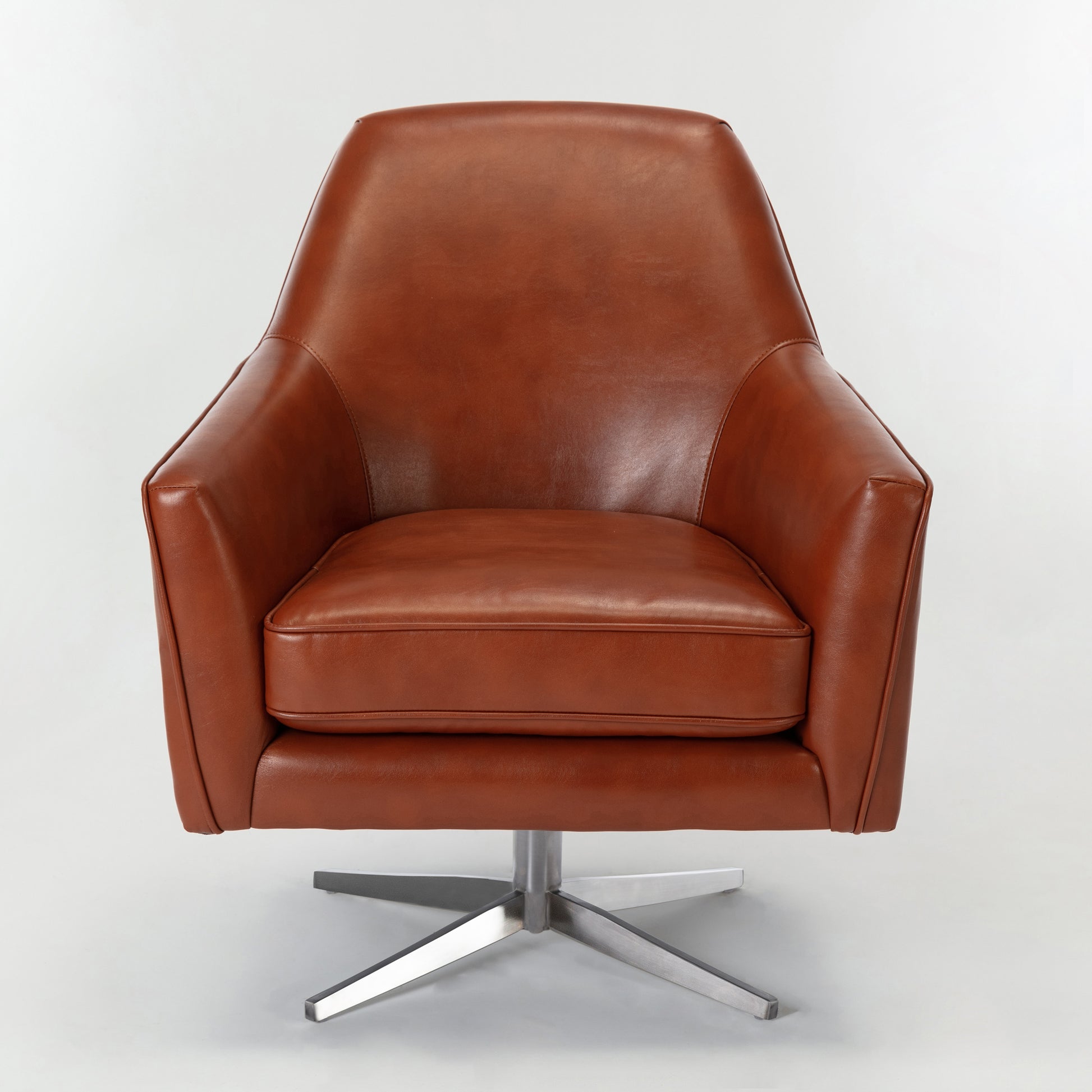 Paulina Caramel Leather Gel Swivel Armchair Caramel Foam Faux Leather