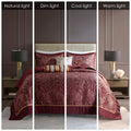 5 Piece Jacquard Bedspread Set With Throw Pillows Burdy King King Burgundy Cotton
