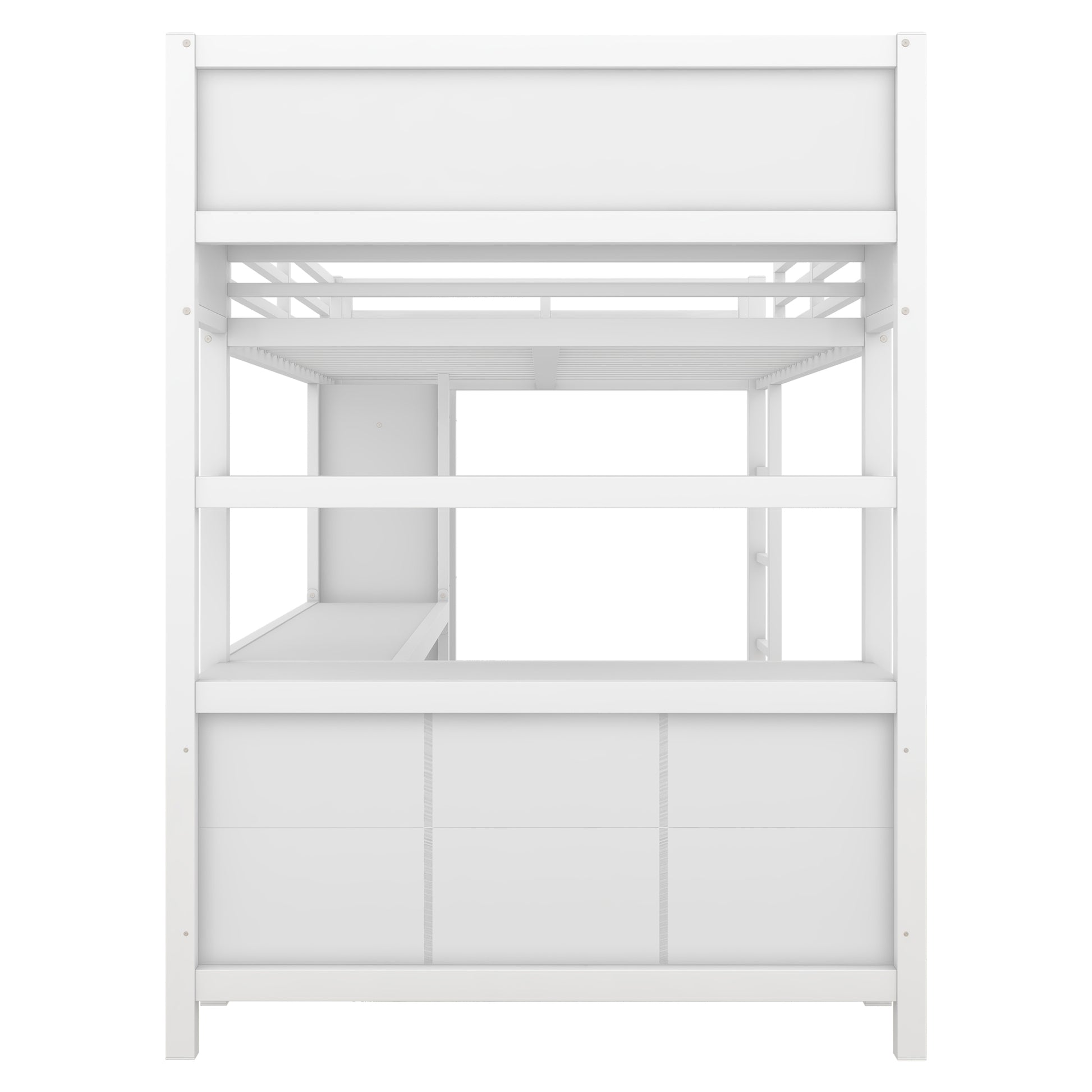 Metal Loft Bed With Wardrobe And L Shaped Desk, Full Size Loft Bed With Storage Cubes And Shelves, Heavy Duty Loft Bed For Kids Teens Adults, White Full Off White Metal
