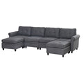 U Shaped Sectional Couch Convertible Sectional Couch With Double Chaise 6 Seat Sectional Sofa For Living Room Grey Fabric 6 Seat