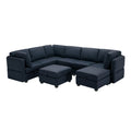 Modular Sectional Sofa With Storage Seat Oversized U Shaped Couch With Reversible Chaise Sofa Set With Ottoman,Ultimate Comfort 6 8 Seater Couches With Adjustable Arms And Backs For Living Room Blue Blue Polyester 6 Seat