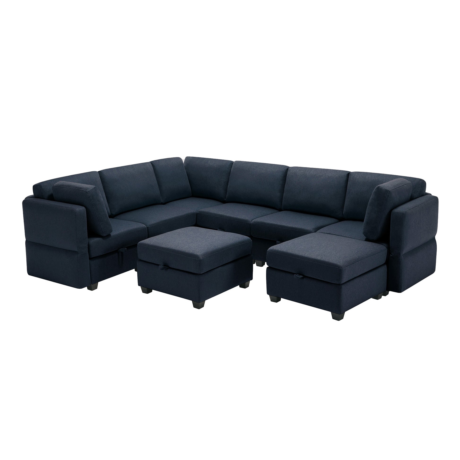 Modular Sectional Sofa With Storage Seat Oversized U Shaped Couch With Reversible Chaise Sofa Set With Ottoman,Ultimate Comfort 6 8 Seater Couches With Adjustable Arms And Backs For Living Room Blue Blue Polyester 6 Seat