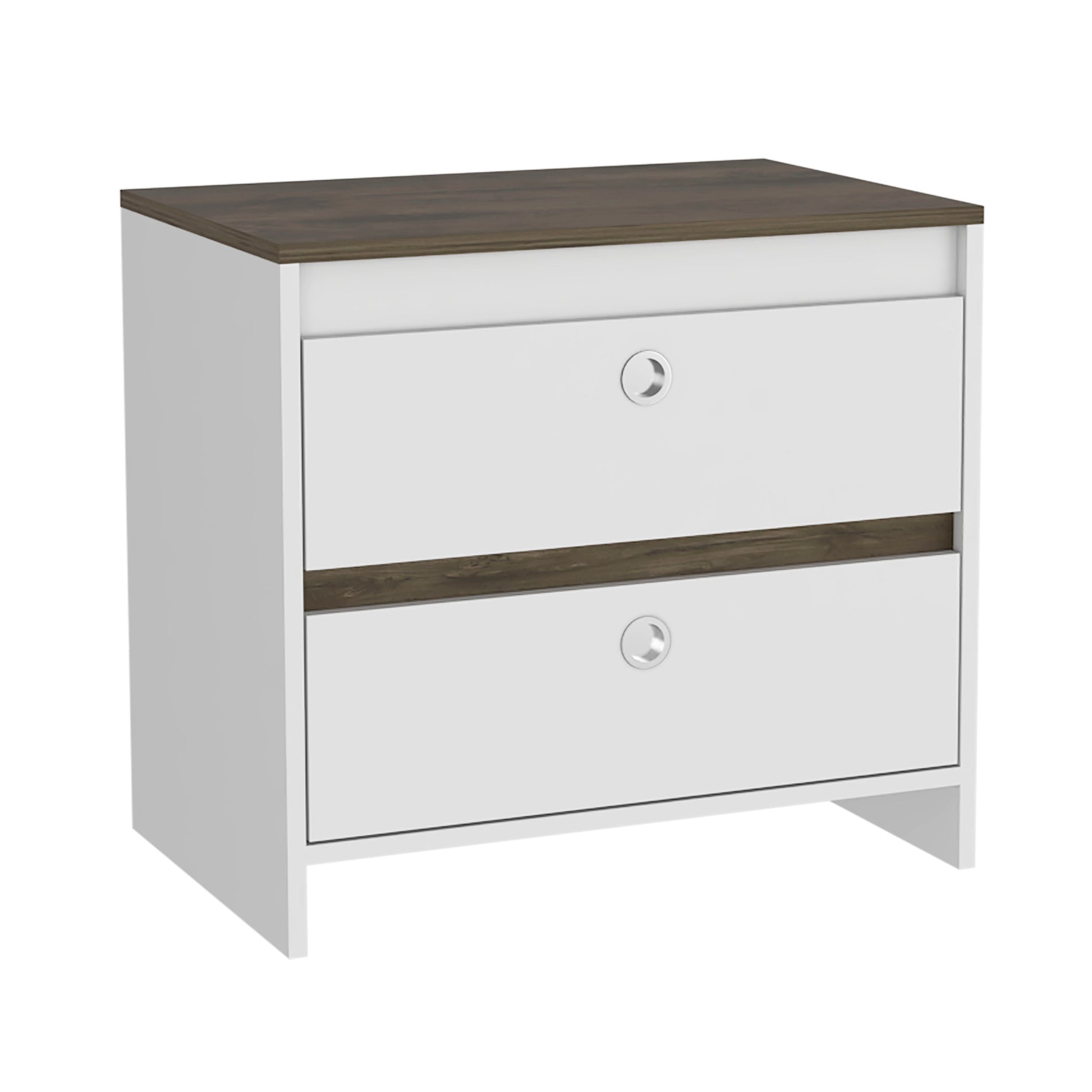 Lily Nightstand, Two Drawers, Superior Top Multicolor 2 Drawers Bedroom Bedside Cabinet Contemporary Melamine Engineered Wood