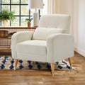 Mid Century Modern Accent Chair, Upholstered Armchair Living Room Chair, Comfy Single Sofa Chair With Metal Legs, Polyester Fabric Chair For Living Room Bedroom White Sherpa