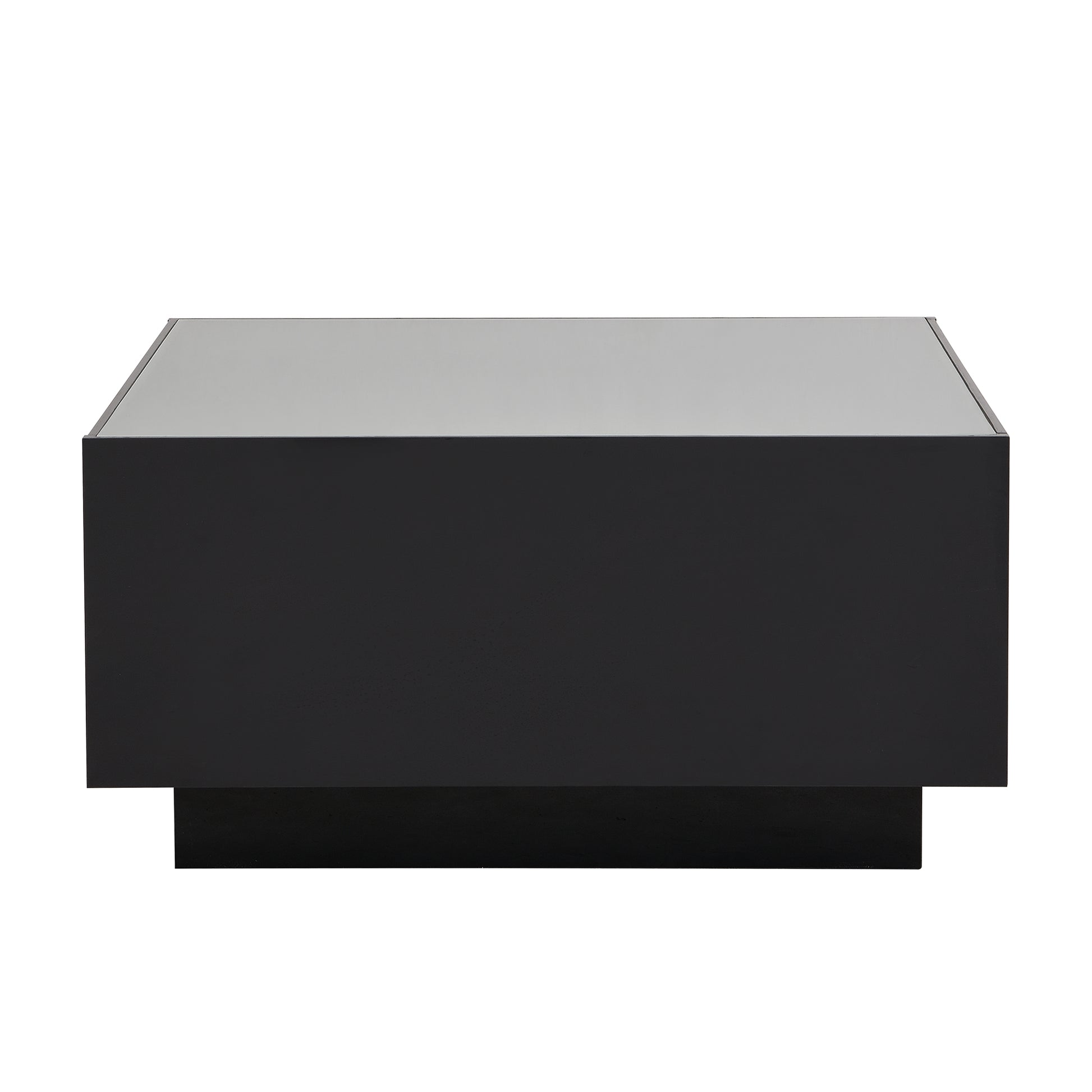 Square High Glossy Coffee Table With 16 Color Led Strip Lights, Modern Center Table With 5Mm Frosted Tempered Glass Top For Living Room, Black, 27.5*27.5In Black Primary Living Space Mdf