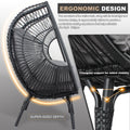 Patio Pe Wicker Egg Chair Model 2 With Black Color Rattan Grey Cushion And Side Table Yes Black Foam Steel