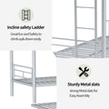 Heavy Duty Sturdy Meta Twin Over Twin With Trundle Bunk Bed L Noise Reduced Safety Guardrail No Box Spring Needed,Gray Silver Twin Gray Silver Metal