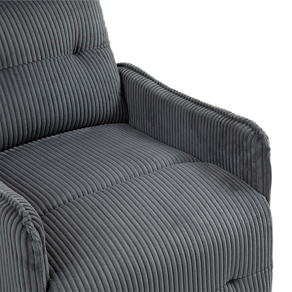 Coolmore Recliner Chair, Electric Recliner Chairs For Adults, Side Pocket Power Reclining Chair Pocket Springs Seat Cushion, Corduroy Fabric Recliner Sofa For Living Room, Bedroom, Home Theater Dg Dark Gray Foam Corduroy