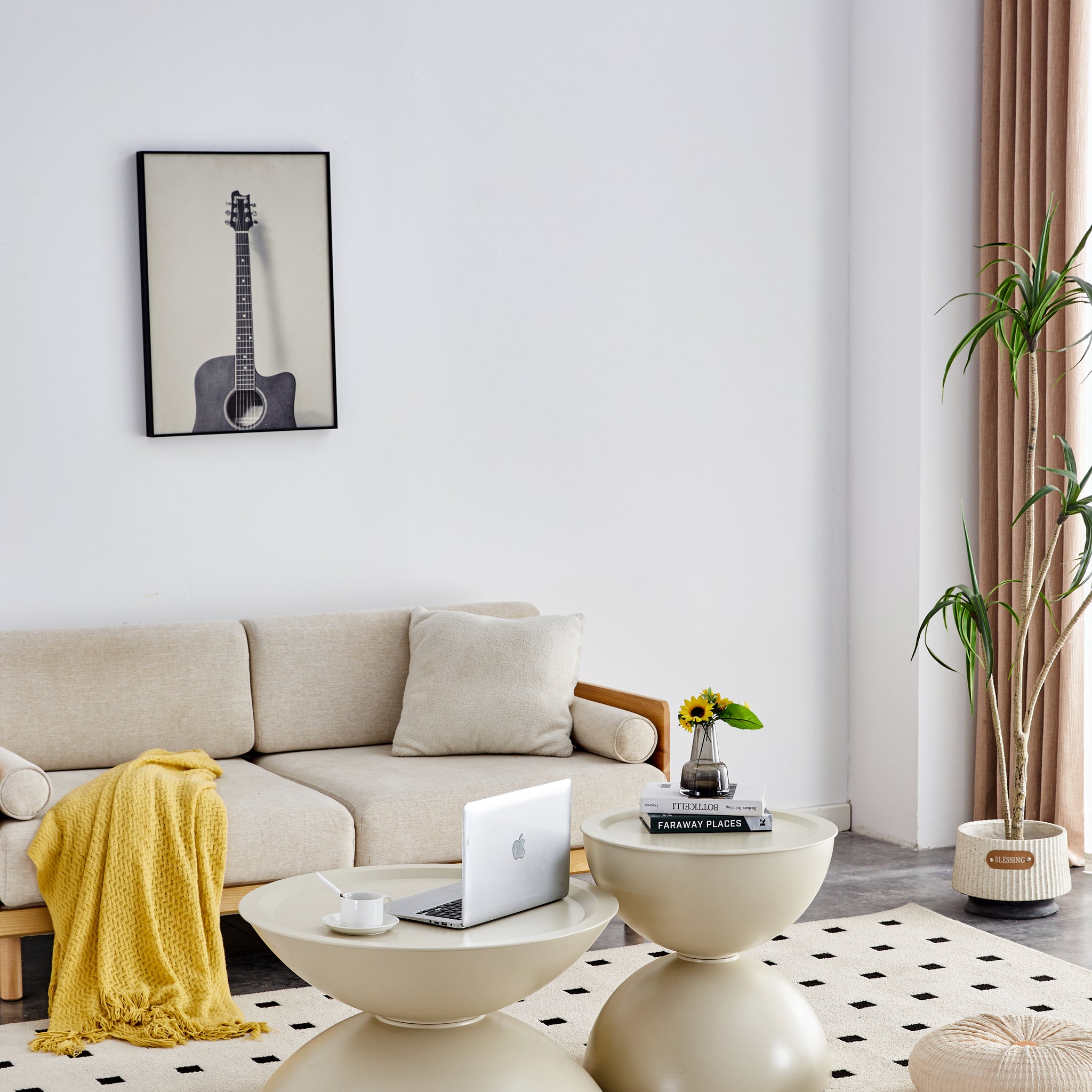 Milk White Coffee Round Tables Set Of 2 With Storge Movable Table Top Multifunctional End Side Table Milk White Primary Living Space Casual,Cute,Modern Freestanding Round Coffee & End Tables Round Metal