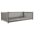 Patio Minimalist Twin Size Garden Swing Bed Wood Porch Swing With Ropes For Backyard, Safe Sloped Design, Gray Gray Weather Resistant Frame Garden & Outdoor Minimalist 2 Person Seating Group Acacia