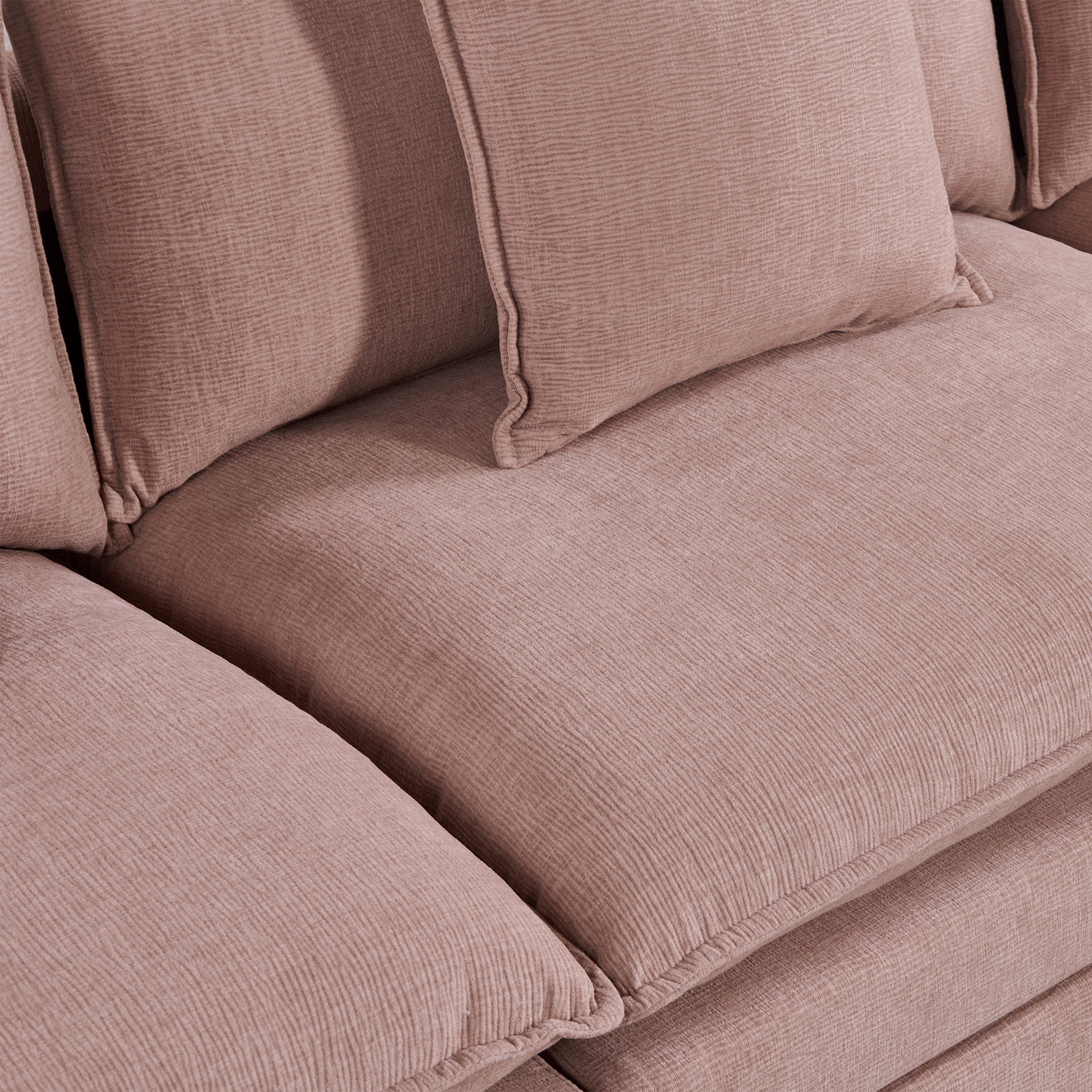 108.66"Modern Chenille L Shaped Sectional Sofa With Convertible Chaise, Comfy Cloud Couch Deep Sectional Sofa With Ottomans For Living Room Pink Wood Foam Chenille 3 Seat