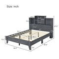 Full Size Storage Platform Bed Frame With 4 Open Storage Shelves And Usb Charging Design,Gray Full Gray Solid Wood Mdf