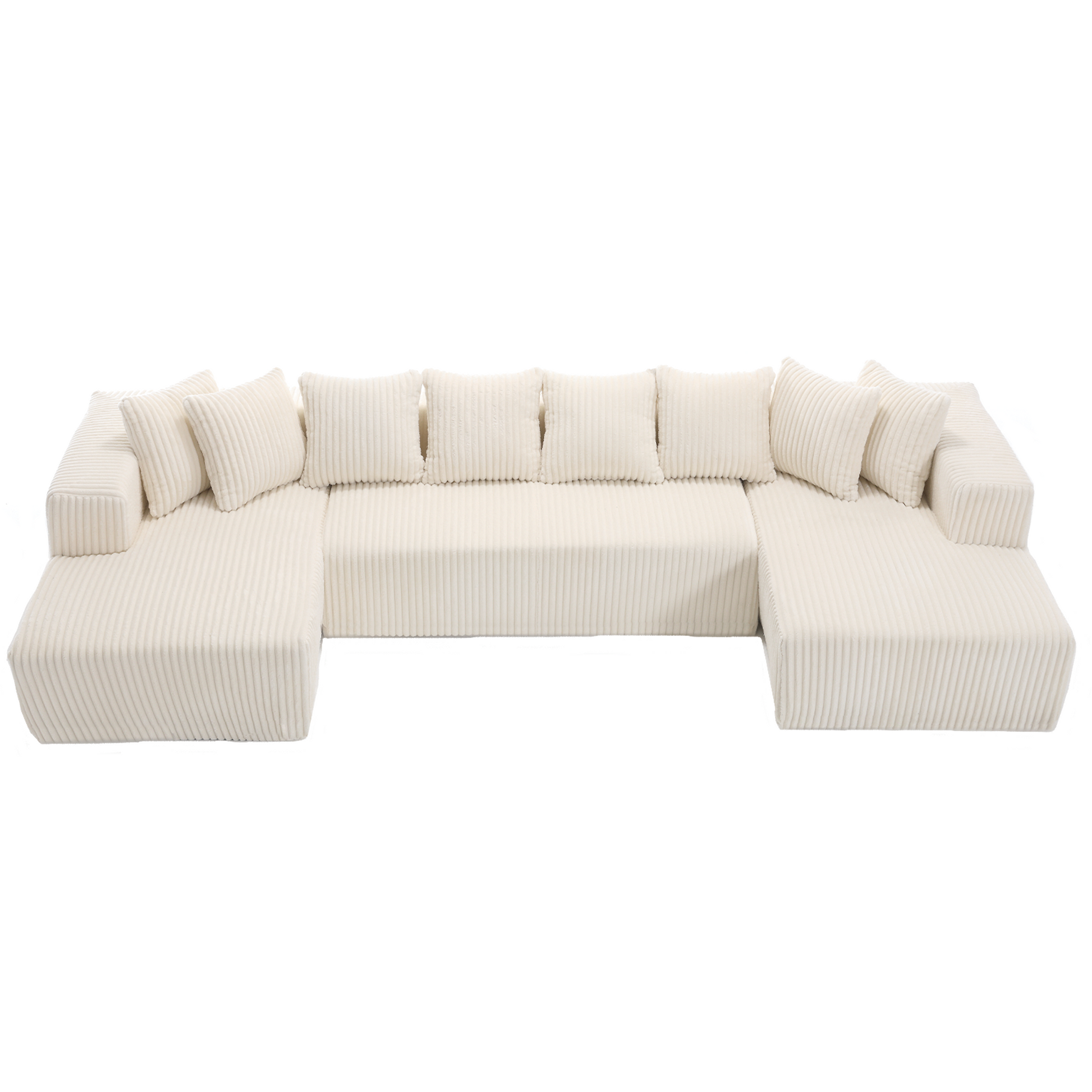 Arrived 131'' Modular Sectional Couch, U Shaped Sofachaise Lounge, Striped Fabric,Upholstered 4 Seater Couch For Living Room, Bedroom, Free Combination Sofa Corduroy ,White White Polyester Primary Living Space Soft Modern Square Arms Foam Upholstered 4