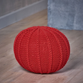 Knited Pouf Red Cotton
