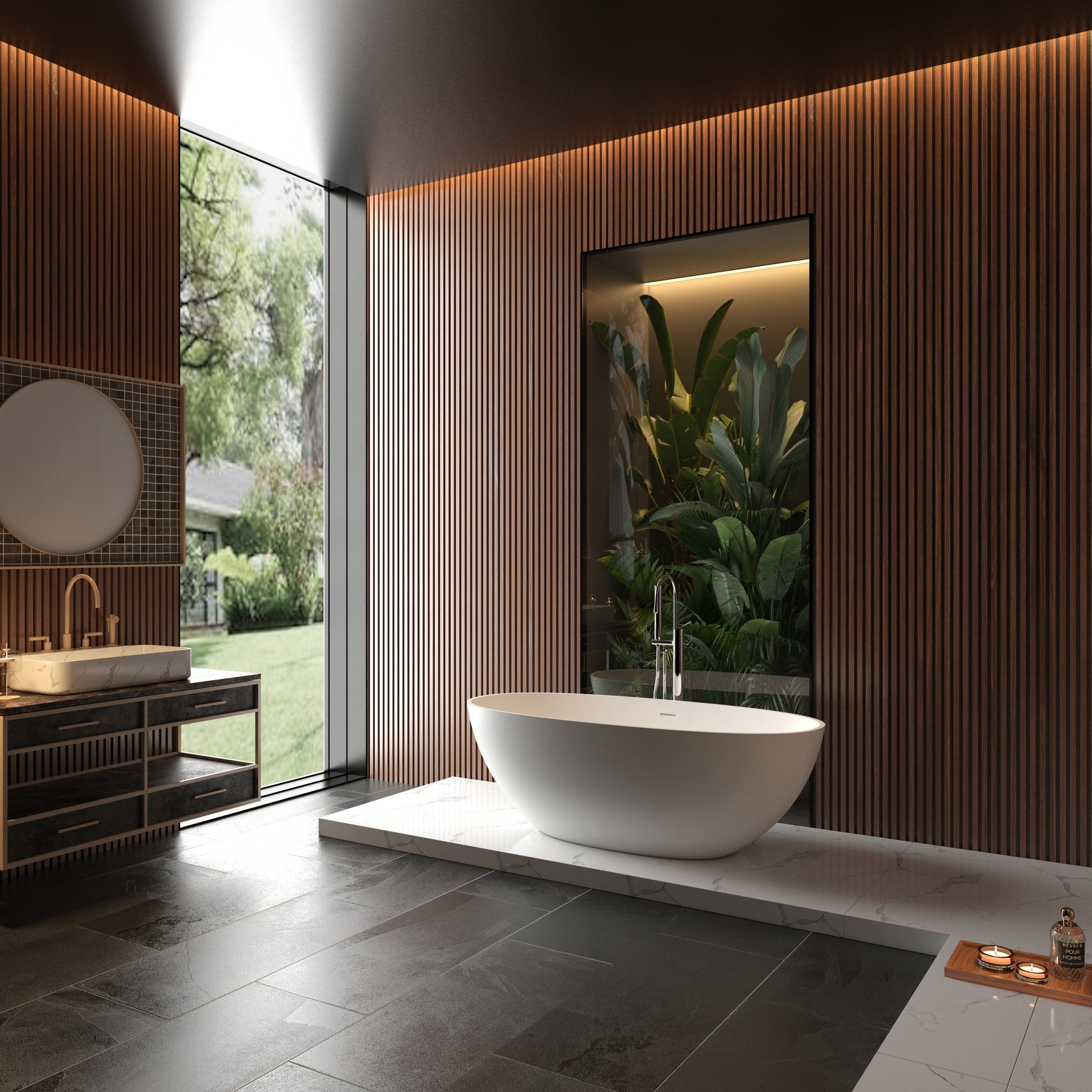 65" Freestanding Solid Surface Bathtub, Luxury Handcrafted Stone Resin Freestanding Soaking Bathtub With Overflow And Pop Up Drain, Matte White 24S06 65Mw White Bathroom Freestanding Tubs Soaking Solid Surface