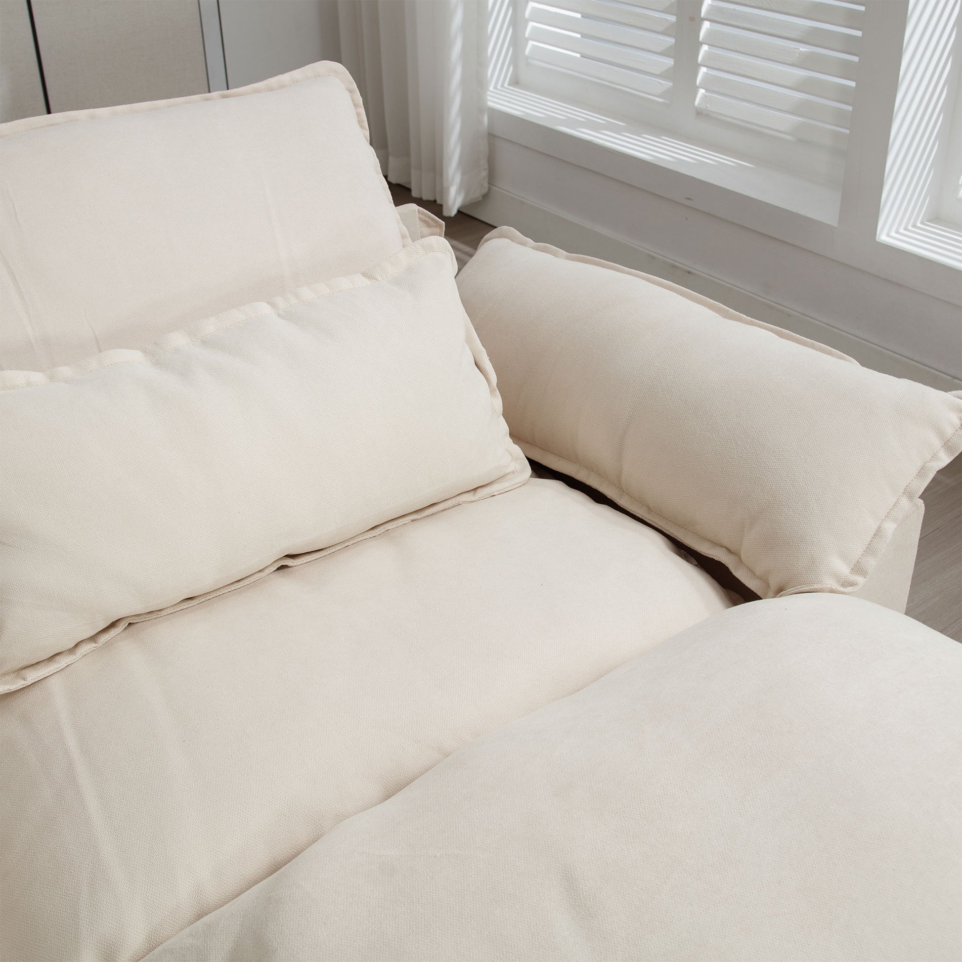 154.8" Oversized Modular Sofaice Velvet Large U Shaped Couch Comfy Upholstered 4 Seat Sofa With 2 Ottoman, 4 Lumbar Pillow, Deep Seat Couch For Living Room Beige Wood Primary Living Space Modern Foam Polyester 6 Seat