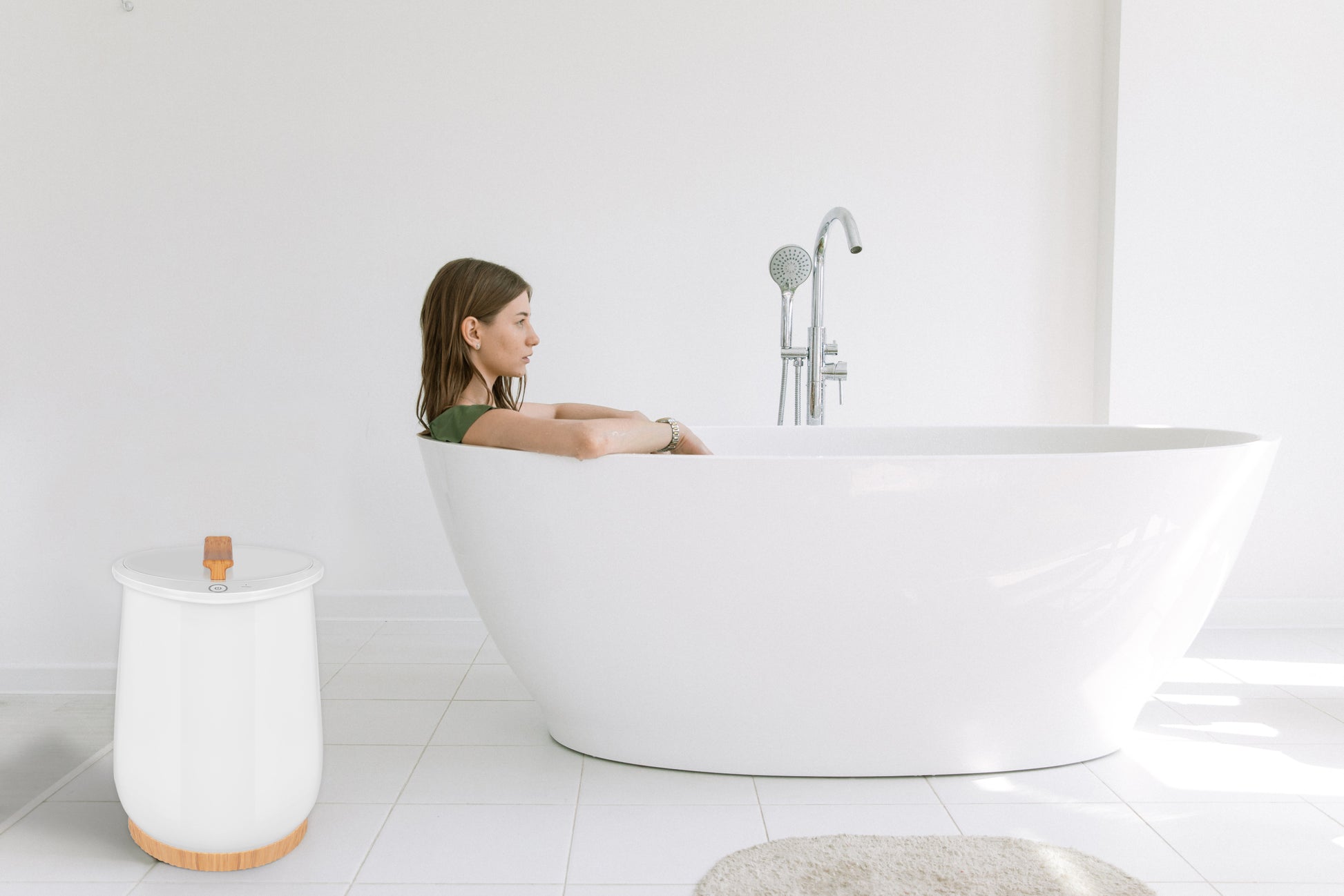 Towel Warmers, Luxury Bucket Towel Warmers, Large Towel Warmers For The Bathroom, Fits Up To 2 Oversized Towels, Bathrobes, Blankets, Pjs And More. White Plastic