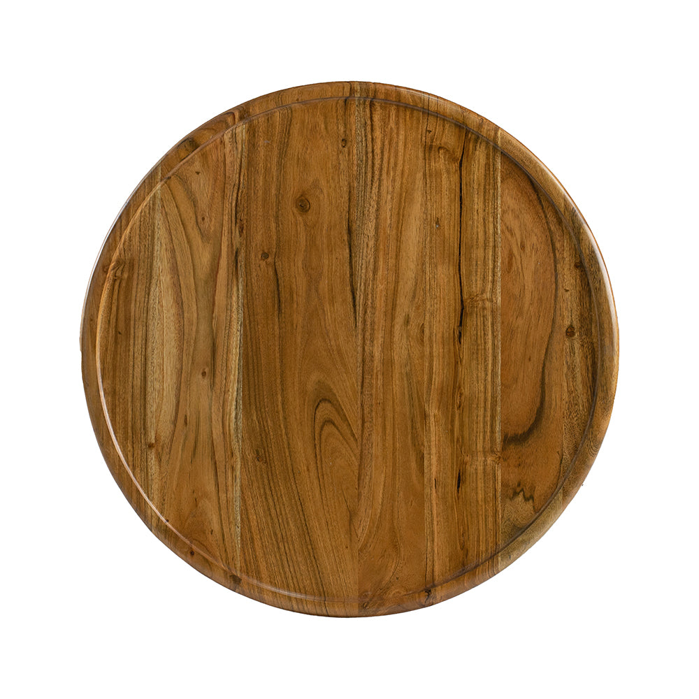 22X22X25" Drum Side Table With Tray Style Top Brown Wood