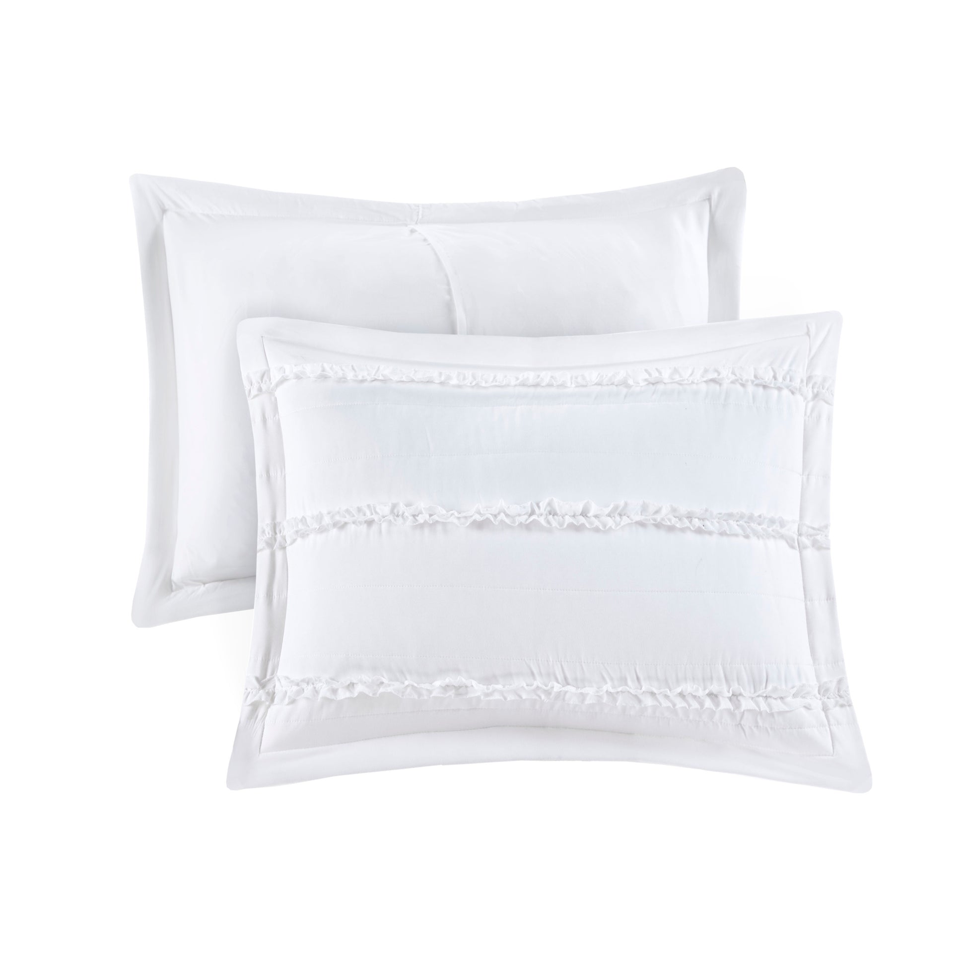 5 Piece Microfiber Ruffled Comforter Set White Cal King California King White Polyester
