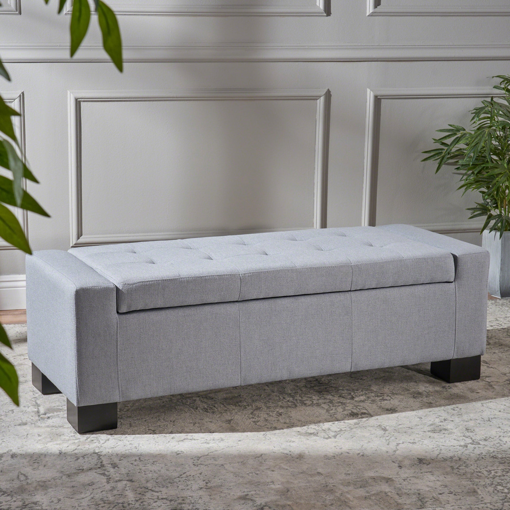 Guernsey Ottoman Light Grey Fabric