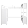 Metal Loft Bed With Wardrobe And L Shaped Desk, Full Size Loft Bed With Storage Cubes And Shelves, Heavy Duty Loft Bed For Kids Teens Adults, White Pre Sale Date: August 10Th Full Off White Metal