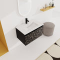 30'' Floating Wall Mounted Bathroom Vanity With Ceramics Sink & Soft Close Cabinet Door, Kd Package Black Bathroom Modern Plywood