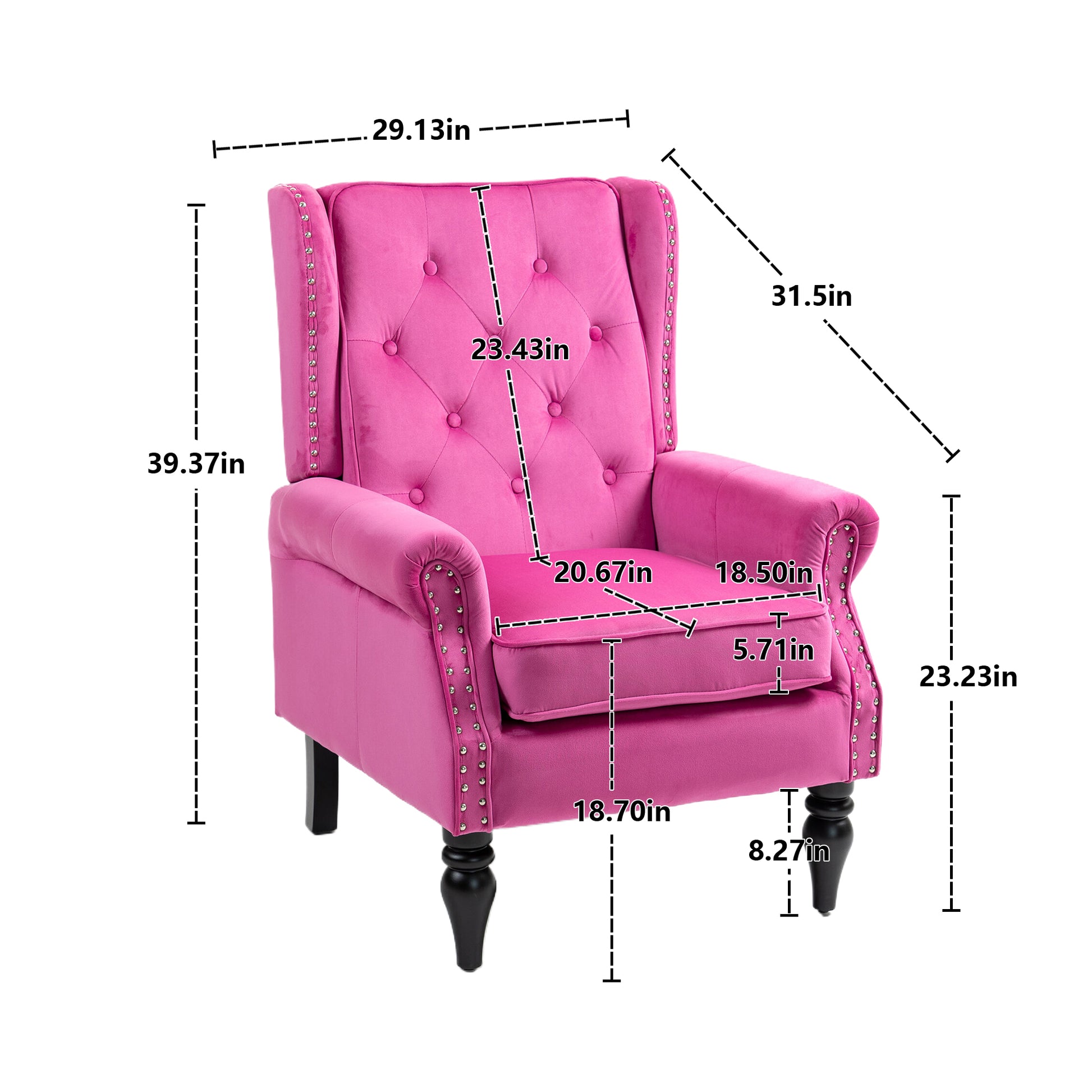 Coolmore Wood Frame Armchair, Modern Accent Chair Lounge Chair With Sturdy Wood Legs For Living Room Bedroom Red Red Primary Living Space Foam Velvet