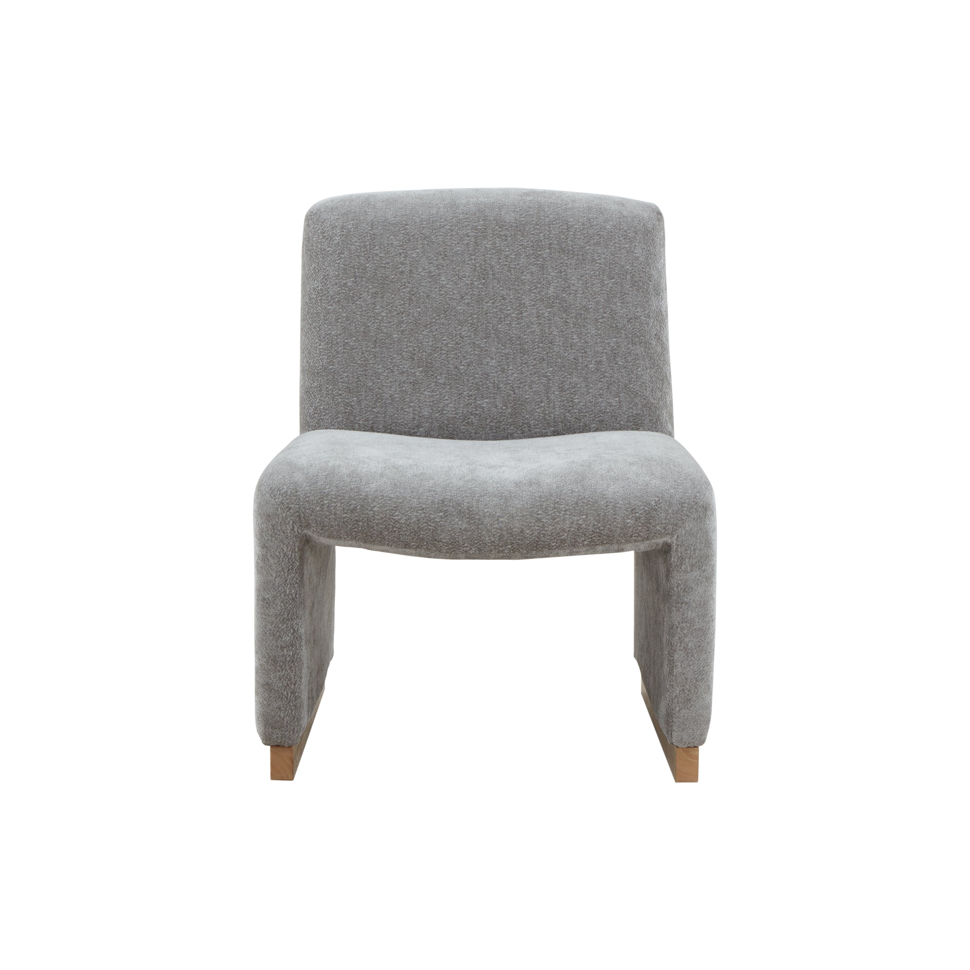 Comfy Accent Chair, Upholstered Slipper Chair, Armless Chair With Wood Legs And Soft Fabric For Living Room, Bedroom, Grey Gray Foam Wood Fabric