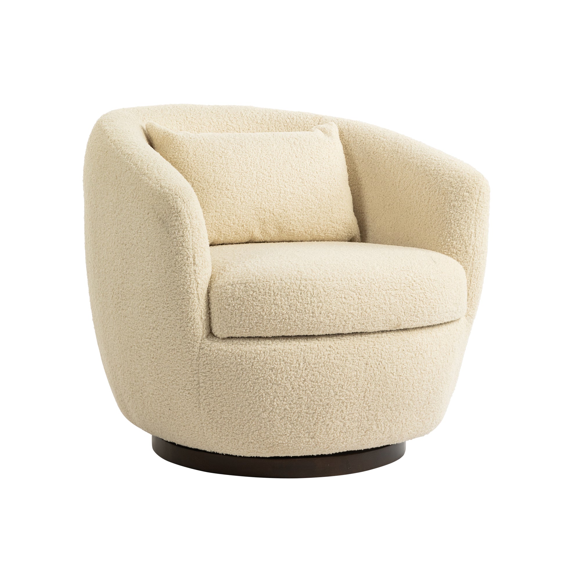Upholstered Swivel Barrel Armchair With Storage Modern Living Room Side Chair For Bedroom Office Reading Spaces Teddy Fabric Beige Beige Foam Upholstered