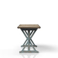 X Based Counter Height Casual Dining Table Aqua Blue Solid Wood Mdf