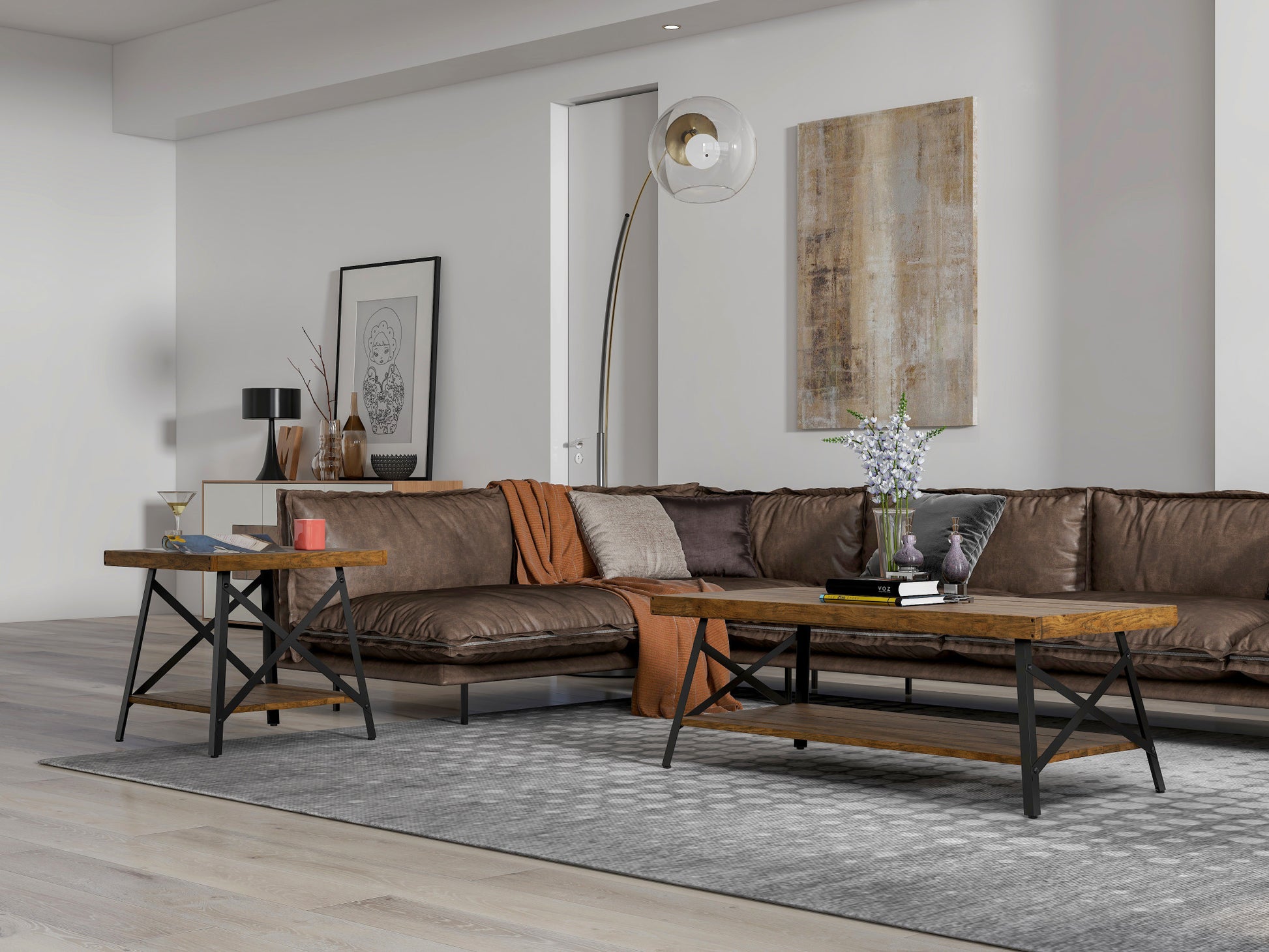 Douglas Brown End Table Brown Solid Wood