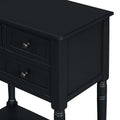 Narrow Console Table, Slim Sofa Table With Three Storage Drawers And Bottom Shelf Black Black Solid Wood Mdf