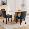 Modern Dining Chairs Set Of 2,Double Layer Cushioned Chenille Fabric Upholstered Accent Side Leisure Chairs With Mid Back And Curved Solid Wood Legs For Living Room Dining Room Blue Blue Dining Room American Design Dining Chairs Rubberwood Set Of 2 Foam
