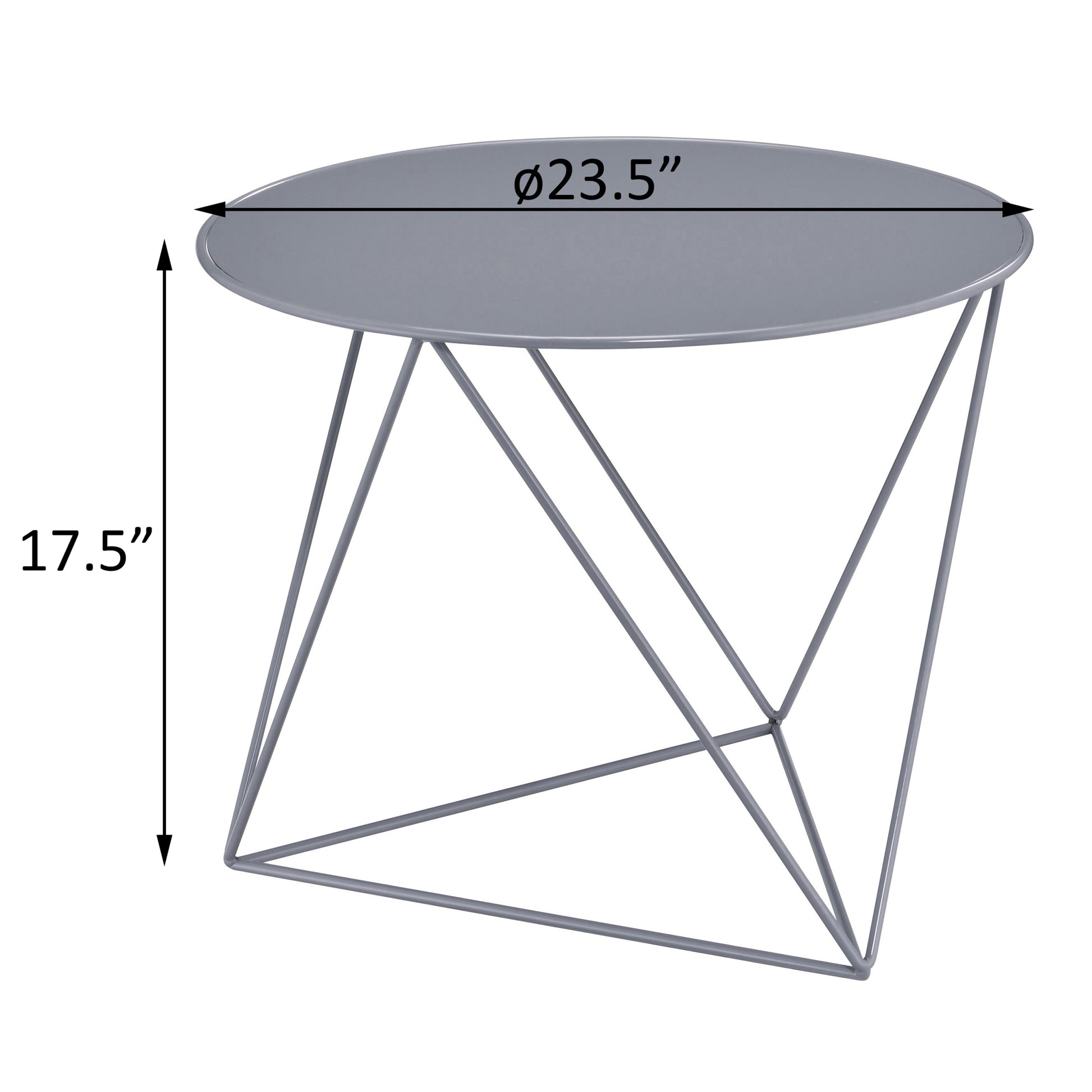 Grey Geometric Metal Base Accent Table Grey Primary Living Space Contemporary Round Metal