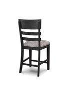 2Pc Black Gray Counter Height Chair Upholstered Seat Ladder Back Wooden Dining Room Furniture Black,Gray Dining Room Contemporary,Modern Bar Stools Ladder Back Set Of 2 Wood