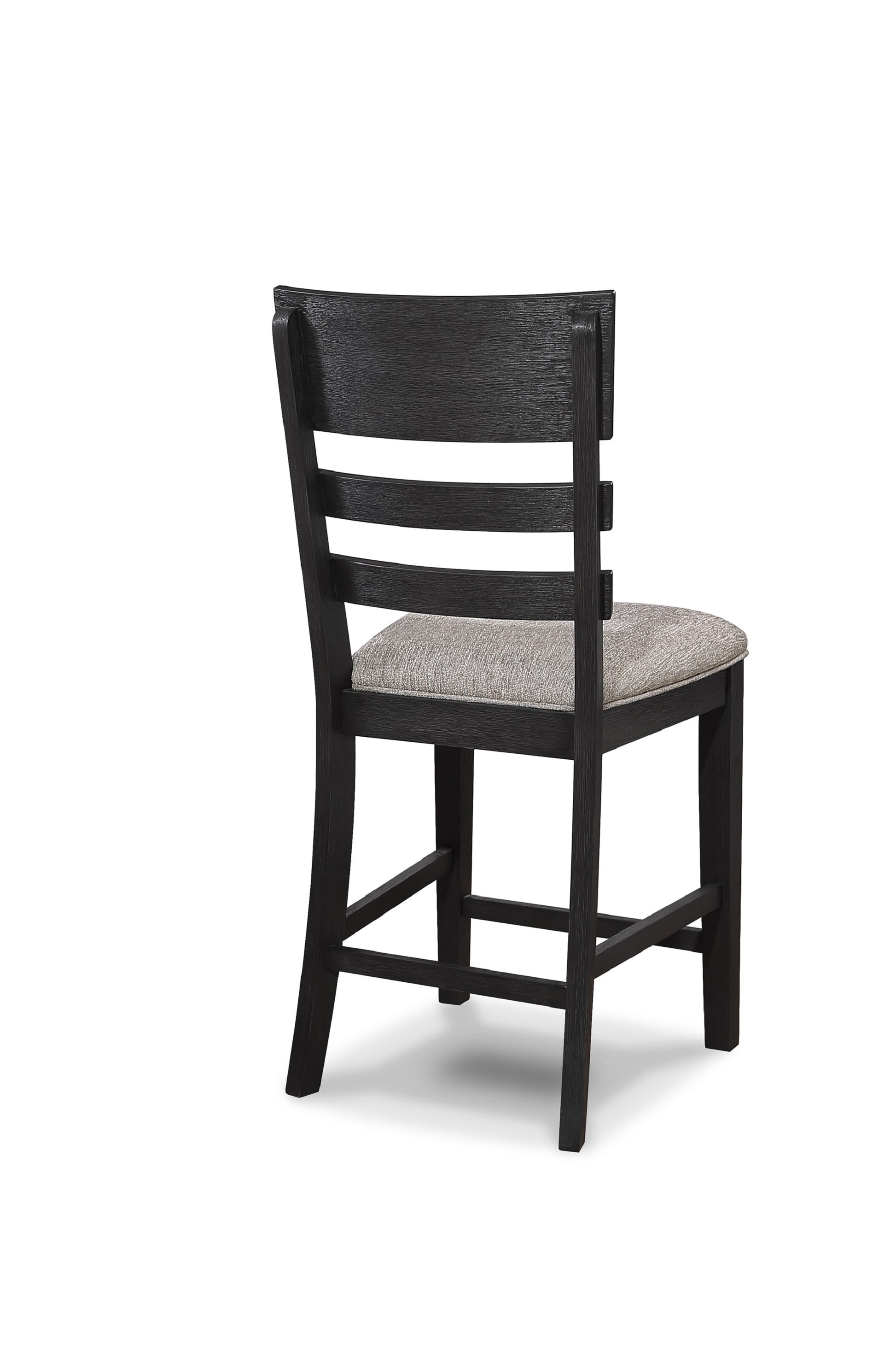 2Pc Black Gray Counter Height Chair Upholstered Seat Ladder Back Wooden Dining Room Furniture Black,Gray Dining Room Contemporary,Modern Bar Stools Ladder Back Set Of 2 Wood