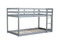 Solid Woodensolid Rubber Wooden Twin Over Twin Loft Bed With Ladder ,Upper And Bottom Bed Platforms Crafted With Strengthened Slats ,Grey Twin Grey Rubber Wood