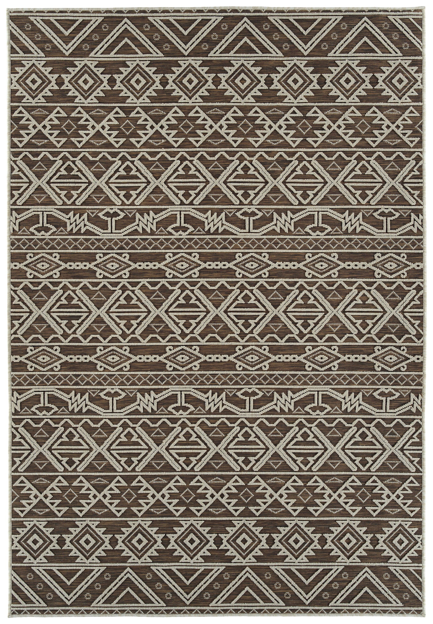 Contemporary, Transitional, Geometric, Textured, High Low Cut & Loop 2' X 3' Rectangle Throw Rug Chocolate Polypropylene