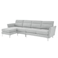 Modern Sofa 3 Seat Couch With Stainless Steel Trim And Metal Legs For Living Room,Gray Gray Foam 3 Seat