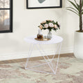 White Geometric Metal Base Accent Table White Primary Living Space Modern Round Metal Sled
