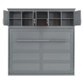 Queen Size Murphy Bed Wall Bed With Top Cabinets,Gray Queen Gray Plywood
