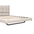 Full Size Upholstered Platform Bed With Led Lights,Usb Ports And Outlets,Linen Fabric,Beige Full Beige Wood Metal
