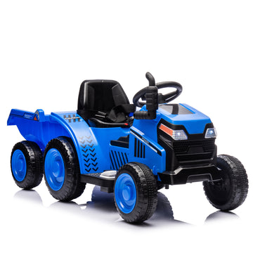 12V Kids Ride On Electric Tractor Black Knight,Kids Ride On Toy.2Wd,Non Skid Tires, Steering Wheel, Foot Pedal,With Removable Storage Tug,Light,Bluetooth,Music,Mp3,Usb,Power Display For Kids Aged 2 3. Blue 50 99 Lbs Polypropylene