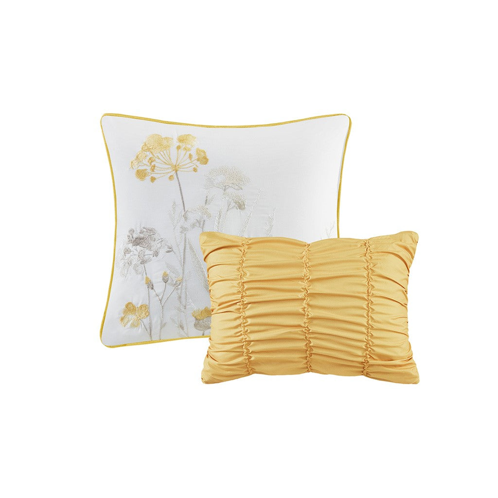 5 Piece Seersucker Comforter Set With Throw Pillows Yellow King Cal King King Yellow Polyester