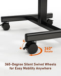 Standing Desk Small Rolling Desk With Lockable Wheels, Mobile Stand Up Desk Adjustable Height, Portable Laptop Desk, Small Computer Standing Table Sit Stand Black Black Metal & Wood
