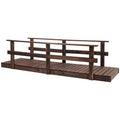 Outsunny 7' Wooden Garden Bridge With Safety Rails, Backyard Footbridge For Ponds, Creeks, Streams, Stained Finish Brown Wood
