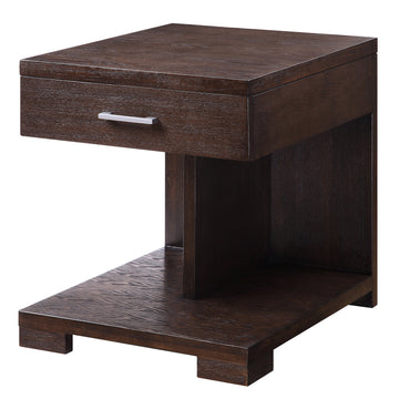 Walnut 1 Drawer End Table Walnut Primary Living Space Contemporary Poplar Drawers Rectangular Wood