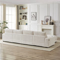 128 Inch Corduroy With Cup Holder Super Large L Shaped Sofa, Movable Footrest, Four Waist Pillows And Four Back Cushion, With Usb Port And T Pyce Port Beige Corduroy 3 Seat
