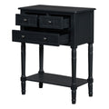 Narrow Console Table, Slim Sofa Table With Three Storage Drawers And Bottom Shelf Black Black Solid Wood Mdf