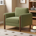 Oversized Accent Chair, Upholstered Living Room Chairs Single Sofa Chair With Walnut Legs, Curved Handrail, Green Green Teddy